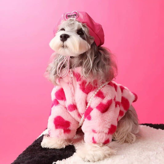 Heart Pattern Plush Coat